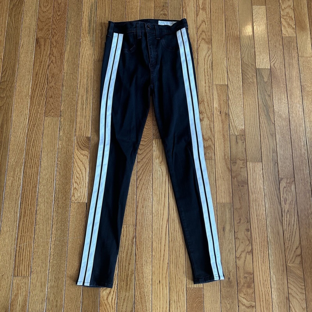 Rag Bone Skinny Jeans Womens 26‎ White Stripes Black Denim Stretch